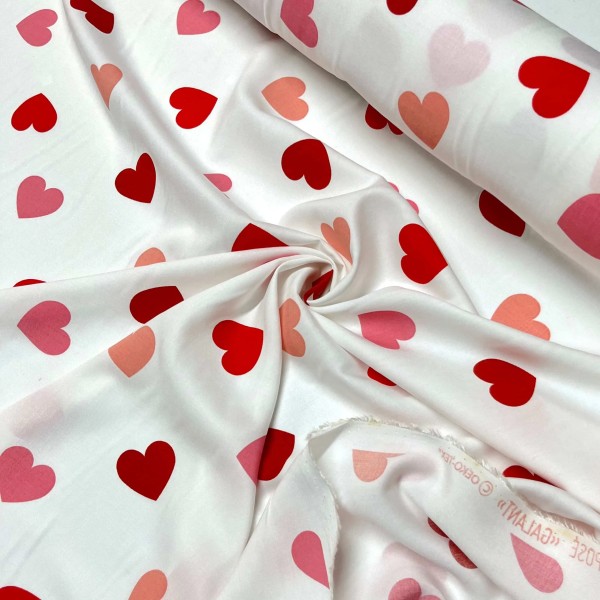 Tissu viscose Galant coeur rouge Tissu viscose Galant coeur rouge