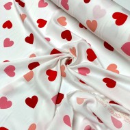 Tissu viscose Galant coeur rouge