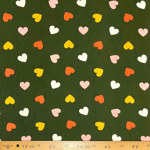 Tissu viscose Galant coeur vert Tissu viscose Galant coeur vert