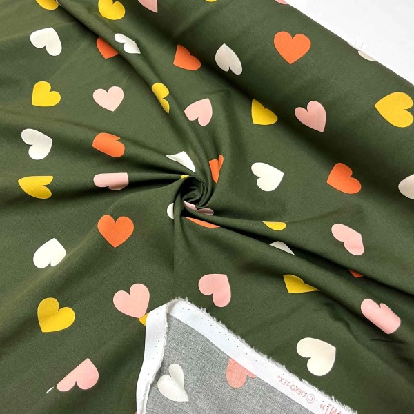 Tissu viscose Galant coeur vert Tissu viscose Galant coeur vert