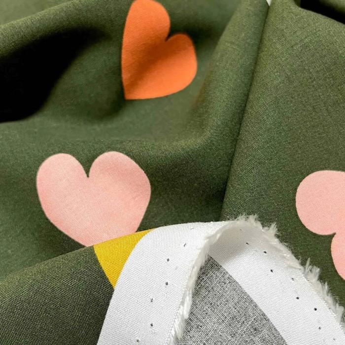 Tissu viscose Galant coeur vert Tissu viscose Galant coeur vert