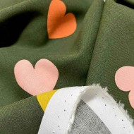 Tissu viscose Galant coeur vert Tissu viscose Galant coeur vert