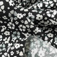 Tissu viscose petite fleurs noir blanc