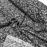 Tissu viscose petite fleurs noir blanc