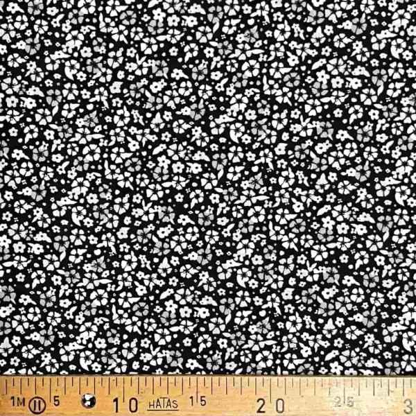 Tissu viscose petite fleurs noir blanc Tissu viscose petite fleurs noir blanc