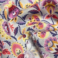 Tissu viscose India purple multi couleurs