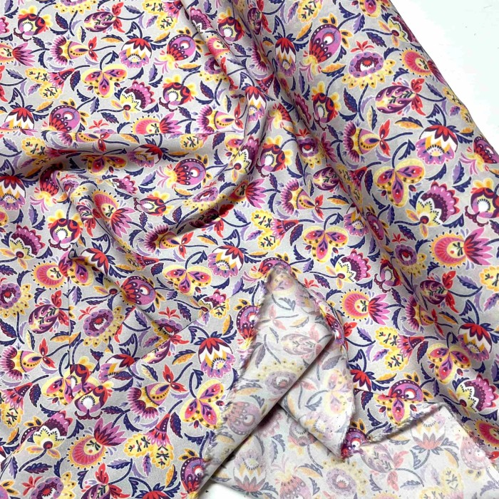 Tissu viscose India purple multi couleurs