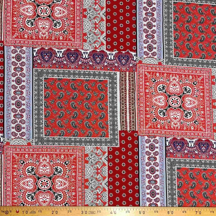 Tissu viscose Bandana rouge