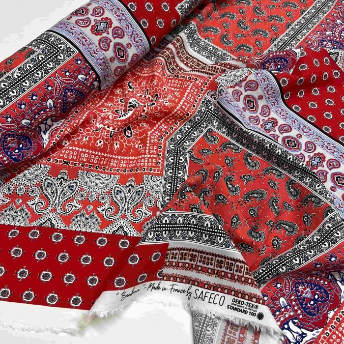 Tissu viscose Bandana rouge