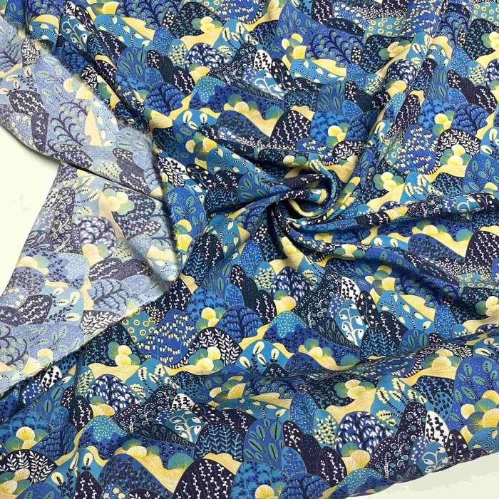 Tissu viscose Japan bleu