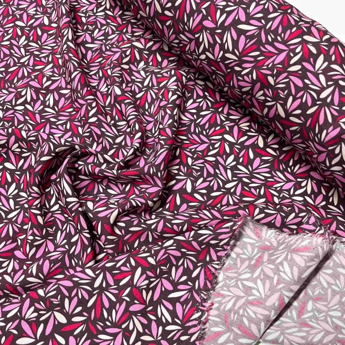 Tissu viscose Pétales pink violet rose