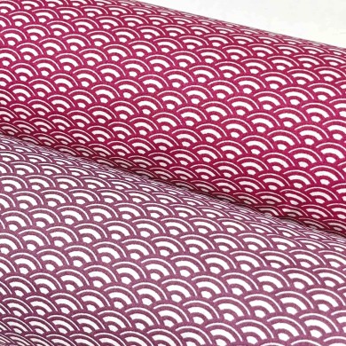 Tissu coton imprimé Saijo blanc violine Tissu coton imprimé Saijo blanc violine