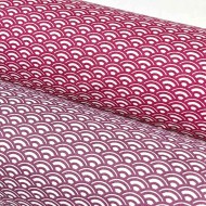 Tissu coton imprimé Saijo blanc violine Tissu coton imprimé Saijo blanc violine