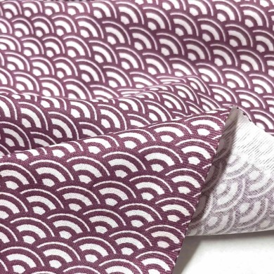 Tissu coton imprimé Saijo blanc violine Tissu coton imprimé Saijo blanc violine