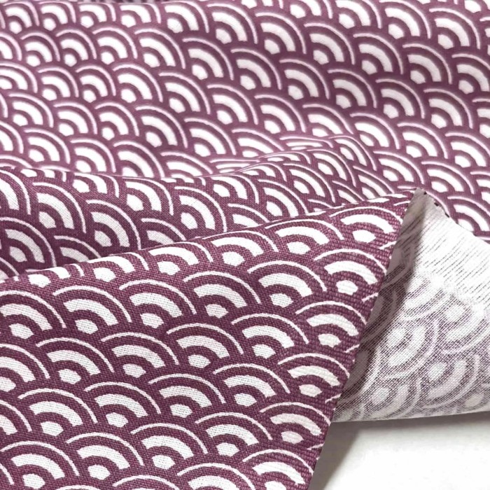 Tissu coton imprimé Saijo blanc violine Tissu coton imprimé Saijo blanc violine