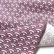 Tissu coton imprimé Saijo blanc violine Tissu coton imprimé Saijo blanc violine