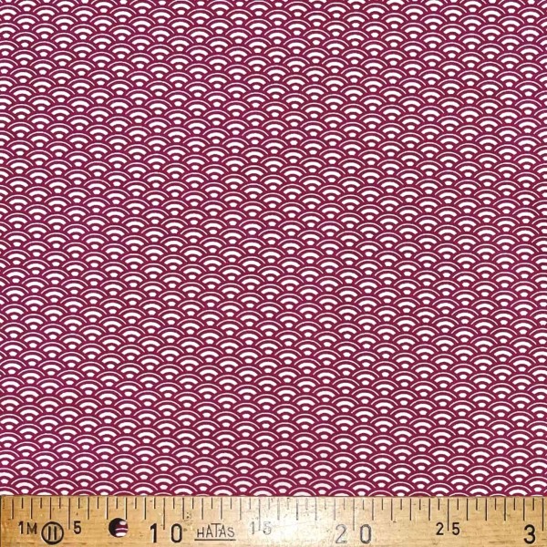 Tissu coton imprimé Saijo blanc framboise Tissu coton imprimé Saijo blanc framboise