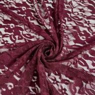 Tissu polyester dentelle fleurs bordeaux Tissu polyester dentelle fleurs bordeaux
