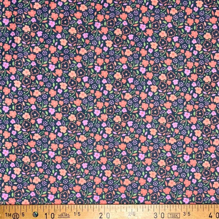 Tissu coton imprimé érika rose multi couleurs