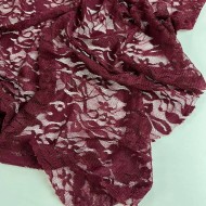Tissu polyester dentelle fleurs bordeaux Tissu polyester dentelle fleurs bordeaux