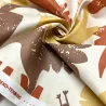 Tissu coton imprimé Dinau écru fauve
