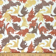 Tissu coton imprimé Dinau écru fauve