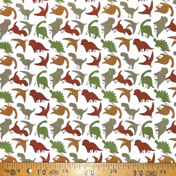 Tissu coton imprimé Dinau vert marron Tissu coton imprimé Dinau vert marron