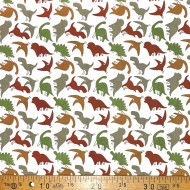 Tissu coton imprimé Dinau vert marron