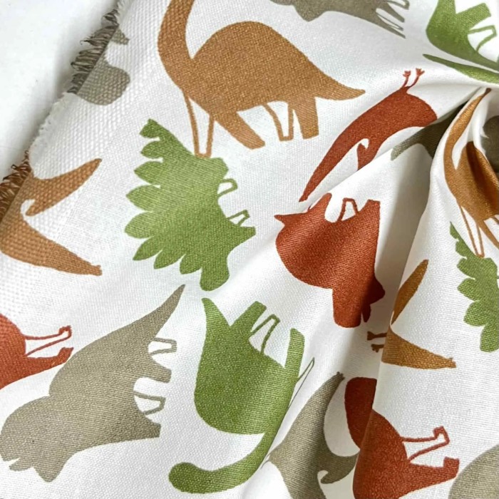 Tissu coton imprimé Dinau vert marron