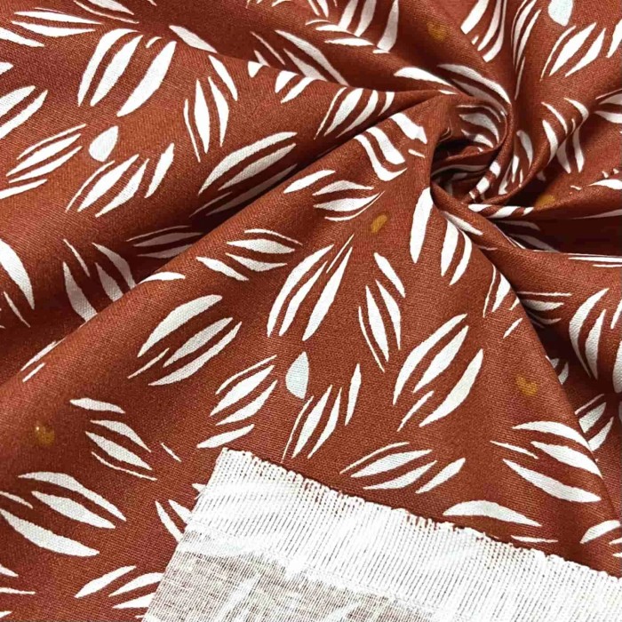 Tissu coton imprimé Vaoy fauve blanc