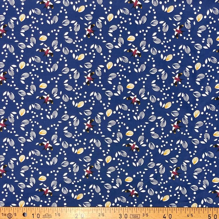 Tissu coton imprimé Jolhiro bleu Minuit