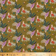 Tissu coton imprimé Papagaios bronze