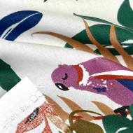 Tissu coton imprimé Papagaios blanc