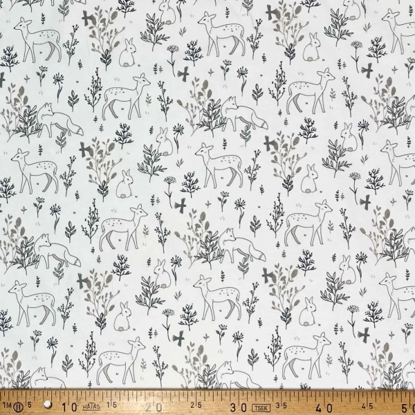 Tissu coton imprimé Larvik blanc gris taupe Tissu coton imprimé Larvik blanc gris taupe