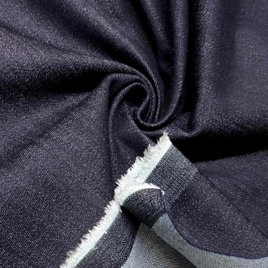 Tissu jeans lourd brut très extensible et fin