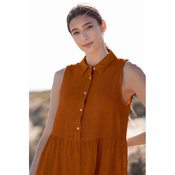 Tissu Double gaze broderie Suzy rouille Tissu Double gaze broderie Suzy rouille