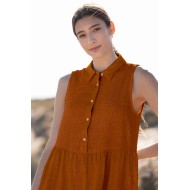 Tissu Double gaze broderie Suzy rouille Tissu Double gaze broderie Suzy rouille