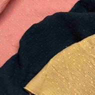 Tissu Double gaze broderie Adele noir