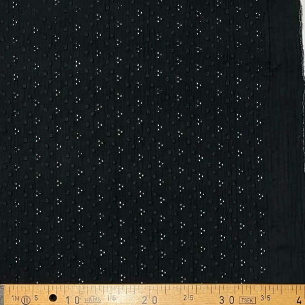 Tissu Double gaze broderie Adele noir Tissu Double gaze broderie Adele noir