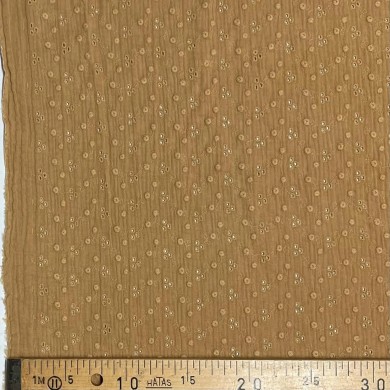 Tissu Double gaze broderie Adele camel