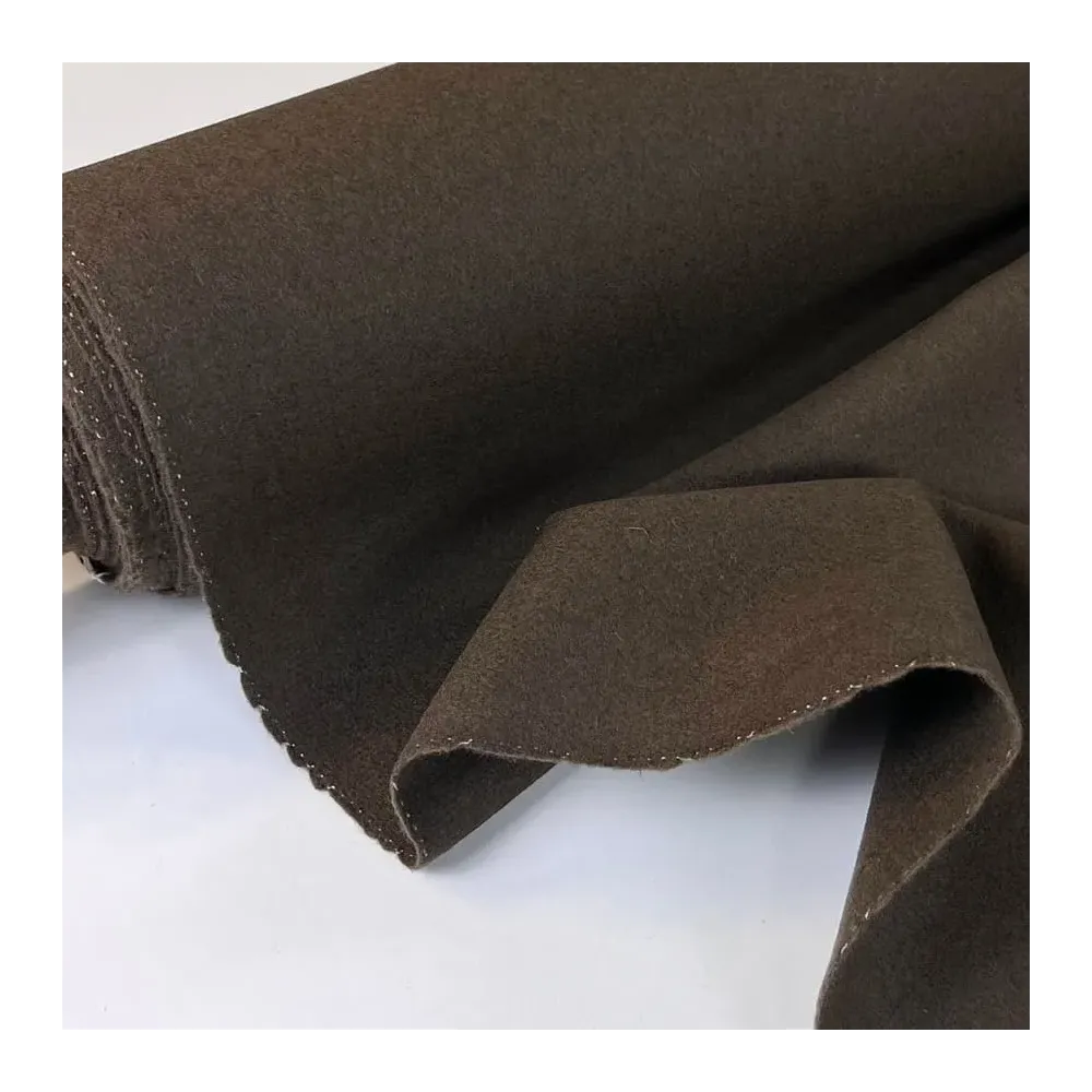 Tissu lainage acrylique épais marron uni