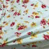 Tissu jersey coton viscose stretch fleurs d'été turquoise Tissu jersey coton viscose stretch fleurs d'été turquoise