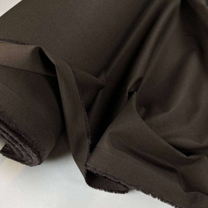 Tissu coton sergé marron uni