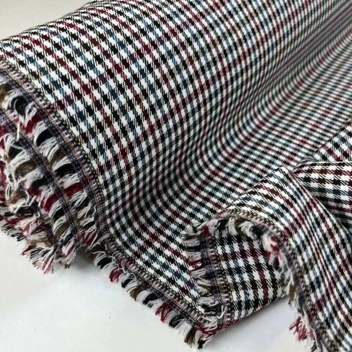 Tissu polyester viscose tartan petit carreaux multi-couleurs