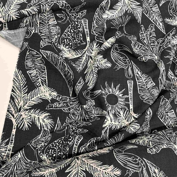 Tissu jungle de palmiers Coupon 100 x 140cm Tissu jungle de palmiers Coupon 100 x 140cm