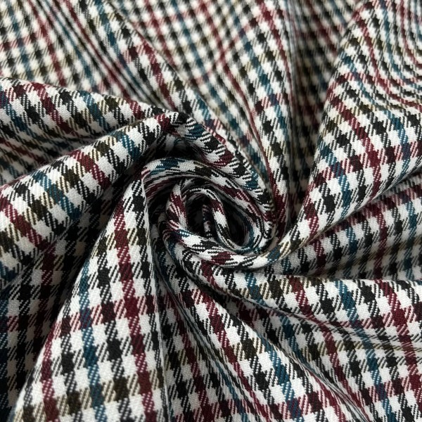 Tissu polyester viscose tartan petit carreaux multi-couleurs Tissu polyester viscose tartan petit carreaux multi-couleurs