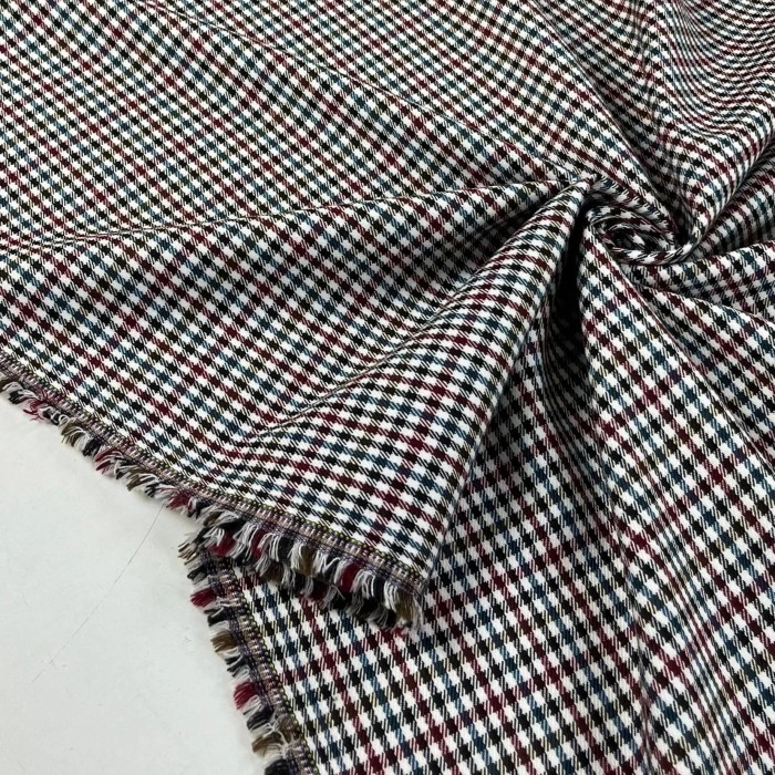 Tissu polyester viscose tartan petit carreaux multi-couleurs