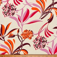 Tissu polyester fleurs du jardin multi couleur