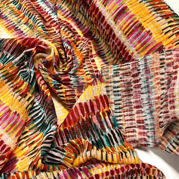 Tissu polyester Gaufré Mina multi couleur Tissu polyester Gaufré Mina multi couleur