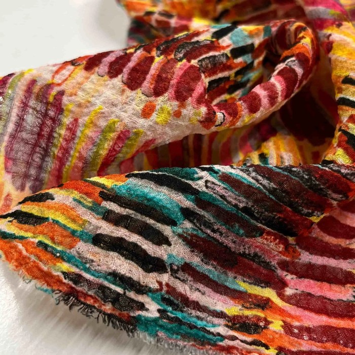 Tissu polyester Gaufré Mina multi couleur